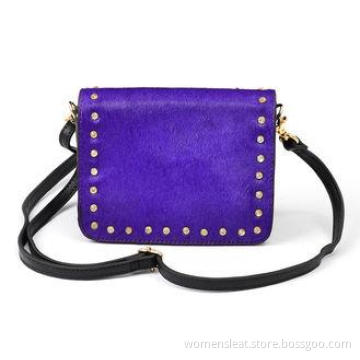 Girls Small Purple Genuine Leather Crossbody Bags with cott